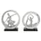 Set of 2 Silver Porcelain Contemporary Yoga Sculpture, 10.5", 11.25"